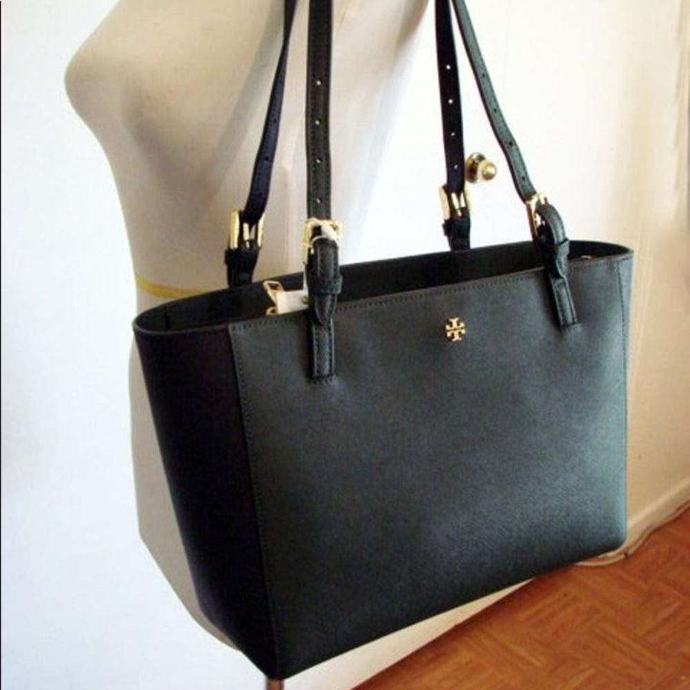 TORY BURCH York Black Leather Tote Small Bag